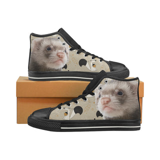 Ferret Black High Top Canvas Women's Shoes/Large Size - TeeAmazing