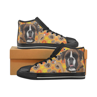 Boxer Black Women's Classic High Top Canvas Shoes - TeeAmazing