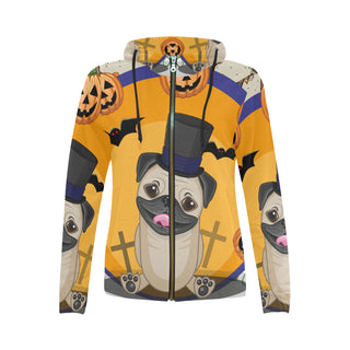 Pug Halloween V2 All Over Print Full Zip Hoodie for Women - TeeAmazing