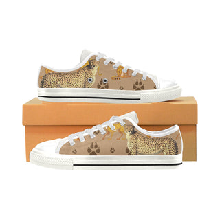 Cheetah White Low Top Canvas Shoes for Kid - TeeAmazing