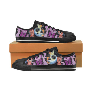 Sugar Skull Candy V1 Black Men's Classic Canvas Shoes/Large Size - TeeAmazing