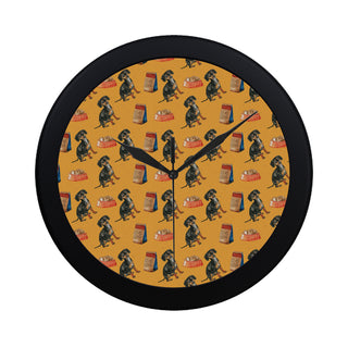 Dachshund Water Colour Pattern No.1 Black Circular Plastic Wall clock - TeeAmazing
