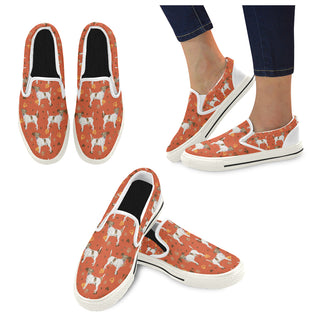 Jack Russell Terrier Water Colour Pattern No.1 White Women's Slip-on Canvas Shoes/Large Size (Model 019) - TeeAmazing