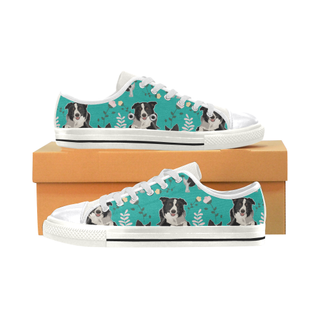 Border Collie Flower White Women's Classic Canvas Shoes - TeeAmazing