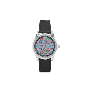 Sewing Machine Pattern Kid's Stainless Steel Leather Strap Watch - TeeAmazing