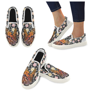 Butterfly White Women's Slip-on Canvas Shoes - TeeAmazing