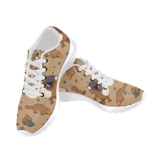 Platypus Pattern White Sneakers for Men - TeeAmazing