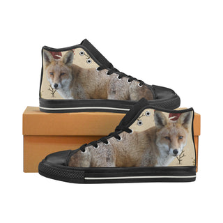 Fox Black Women's Classic High Top Canvas Shoes - TeeAmazing