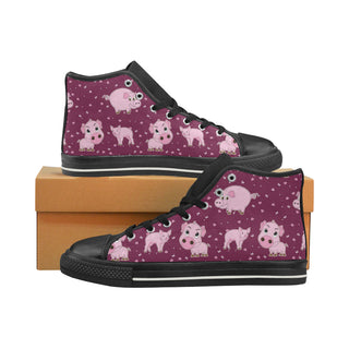 Pig Black High Top Canvas Women's Shoes/Large Size - TeeAmazing