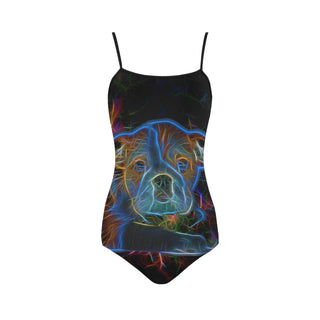 English Bulldog Glow Design 3 Strap Swimsuit - TeeAmazing