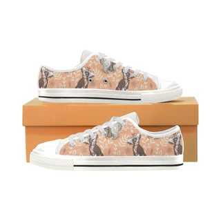 Chinese Crested Flower White Low Top Canvas Shoes for Kid (Model 018) - TeeAmazing