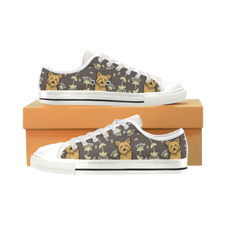 Cairn terrier Flower White Low Top Canvas Shoes for Kid (Model 018) - TeeAmazing