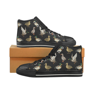 Mallard Duck Black Men’s Classic High Top Canvas Shoes - TeeAmazing