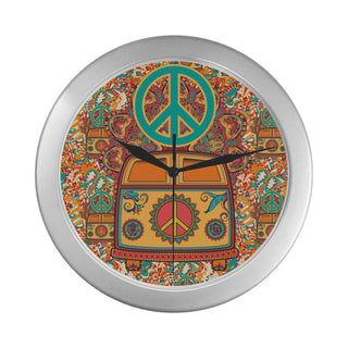 Hippie Van Silver Color Wall Clock - TeeAmazing