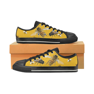 Bee Lover Black Low Top Canvas Shoes for Kid - TeeAmazing