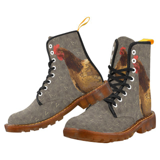 Chicken Footprint Black Boots For Men - TeeAmazing