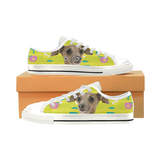Italian Greyhound White Low Top Canvas Shoes for Kid - TeeAmazing