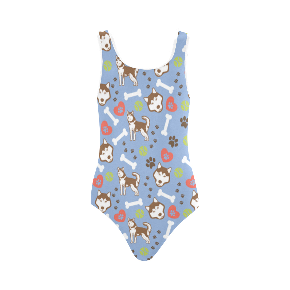 Alaskan Malamute Pattern Vest One Piece Swimsuit - TeeAmazing