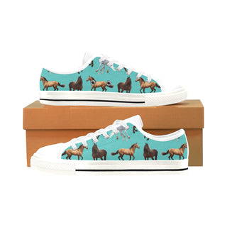 Horse Pattern White Men's Classic Canvas Shoes/Large Size - TeeAmazing