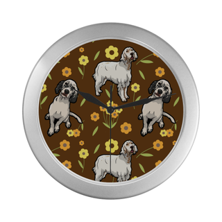 English Setter Flower Silver Color Wall Clock - TeeAmazing