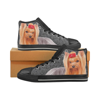 Yorkie Lover Black High Top Canvas Shoes for Kid - TeeAmazing