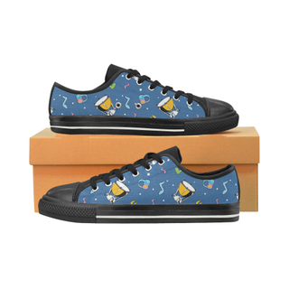 Timpani Pattern Black Low Top Canvas Shoes for Kid (Model 018) - TeeAmazing