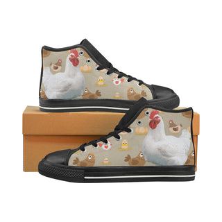 Chicken Lover Black High Top Canvas Shoes for Kid - TeeAmazing