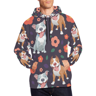 Pit bull Flower All Over Print Hoodie for Men (USA Size) (Model H13) - TeeAmazing