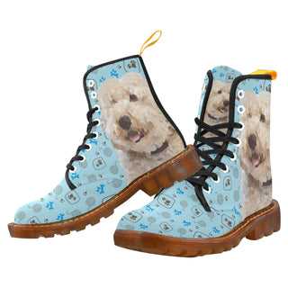 labradoodle Black Boots For Men - TeeAmazing