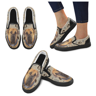 English Mastiff Dog ฺBlack Women's Slip-on Canvas Shoes - TeeAmazing
