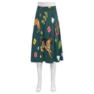 Tervuren Flower Mnemosyne Women's Crepe Skirt (Model D16) - TeeAmazing