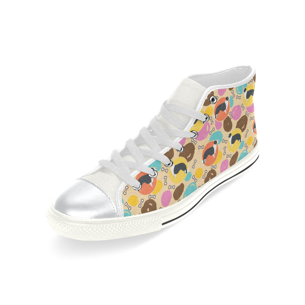 Border Collie Pattern White High Top Canvas Women's Shoes/Large Size - TeeAmazing