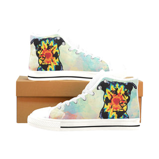 Pit Bull Pop Art No.1 White Men’s Classic High Top Canvas Shoes /Large Size - TeeAmazing