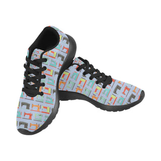 Sewing Machine Pattern Black Sneakers Size 13-15 for Men - TeeAmazing