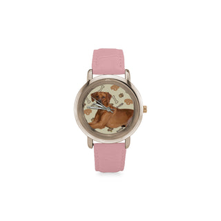 Rhodesian Ridgeback Dog Women's Rose Gold Leather Strap Watch - TeeAmazing