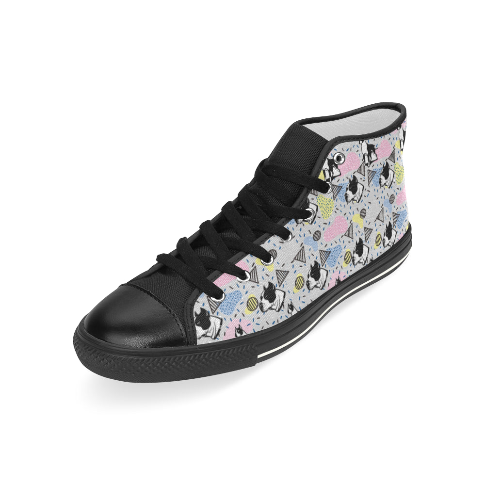 American Staffordshire Terrier Pattern Black Men’s Classic High Top Canvas Shoes - TeeAmazing