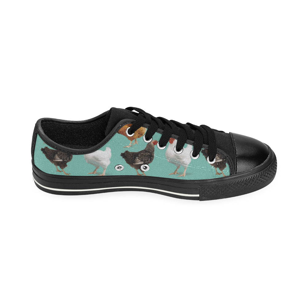 Chicken Pattern Black Canvas Women's Shoes/Large Size - TeeAmazing