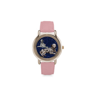 Dalmatian Lover Women's Rose Gold Leather Strap Watch - TeeAmazing