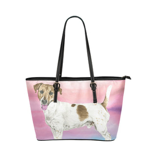 Jack Russell Terrier Water Colour No.1 Leather Tote Bag/Small - TeeAmazing