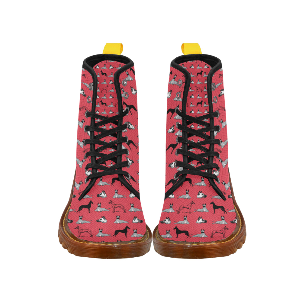 Great Dane Pattern Black Boots For Women - TeeAmazing