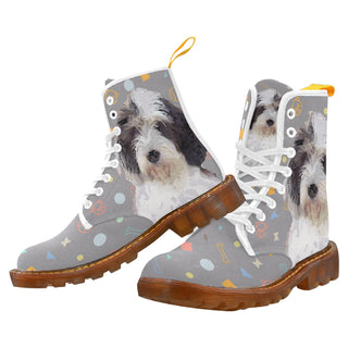 Petit Basset Griffon Vendéen White Boots For Women - TeeAmazing