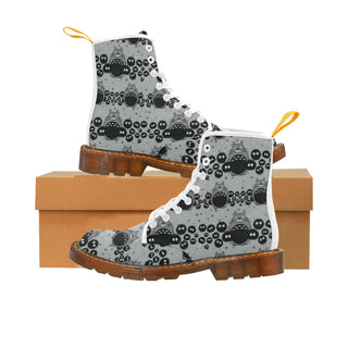 Totoro Pattern White Boots For Women - TeeAmazing