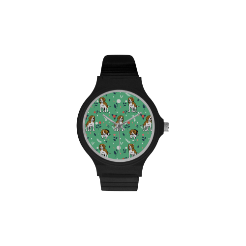 Beagle Flower Unisex Round Plastic Watch(Model 302) - TeeAmazing