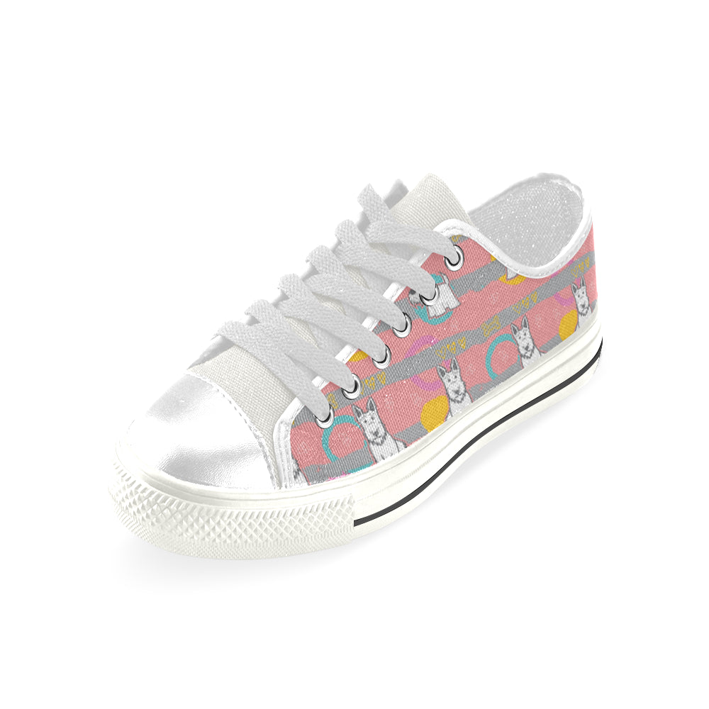 Scottish Terrier Pattern White Low Top Canvas Shoes for Kid - TeeAmazing