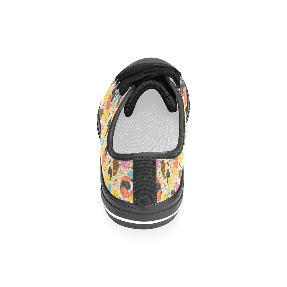 Border Collie Pattern Black Women's Classic Canvas Shoes - TeeAmazing
