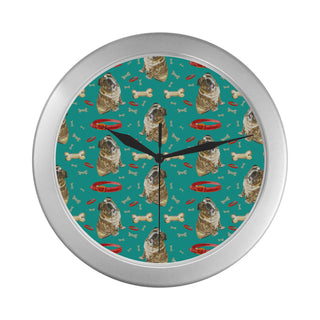 English Bulldog Water Colour Pattern No.1 Silver Color Wall Clock - TeeAmazing