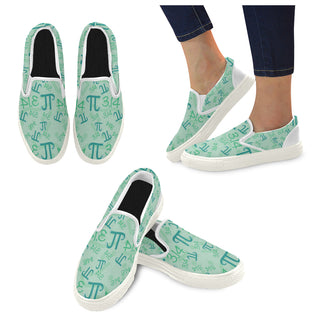Pi Pattern White Women's Slip-on Canvas Shoes - TeeAmazing
