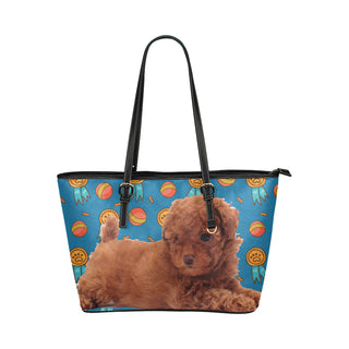 Baby Poodle Dog Leather Tote Bag/Small - TeeAmazing