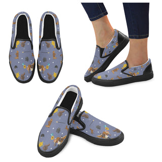 Equestrian Pattern Black Women's Slip-on Canvas Shoes - TeeAmazing