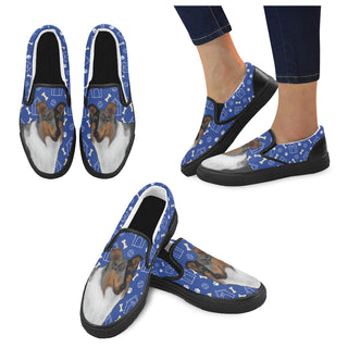 Collie Dog Black Women's Slip-on Canvas Shoes - TeeAmazing